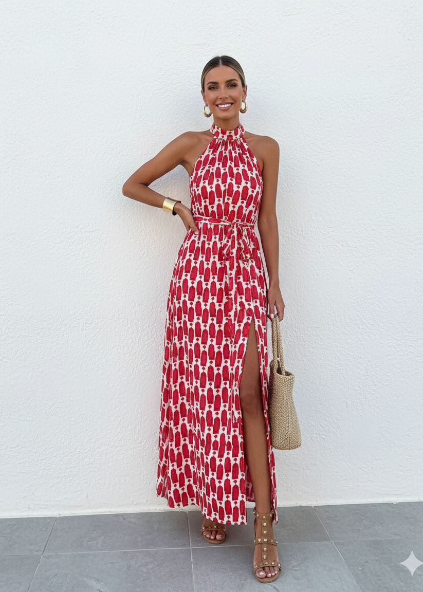 Isola™ Halterneck Beach Print Dress