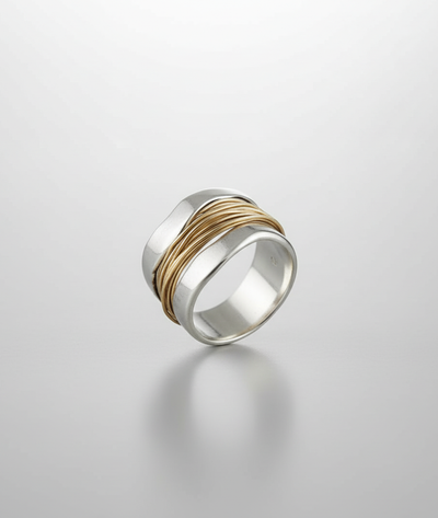 Amanda™  Silver Golden Threads Ring