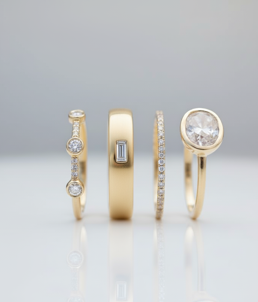 Lily™ Vintage Gold & Zirconia Ring Set