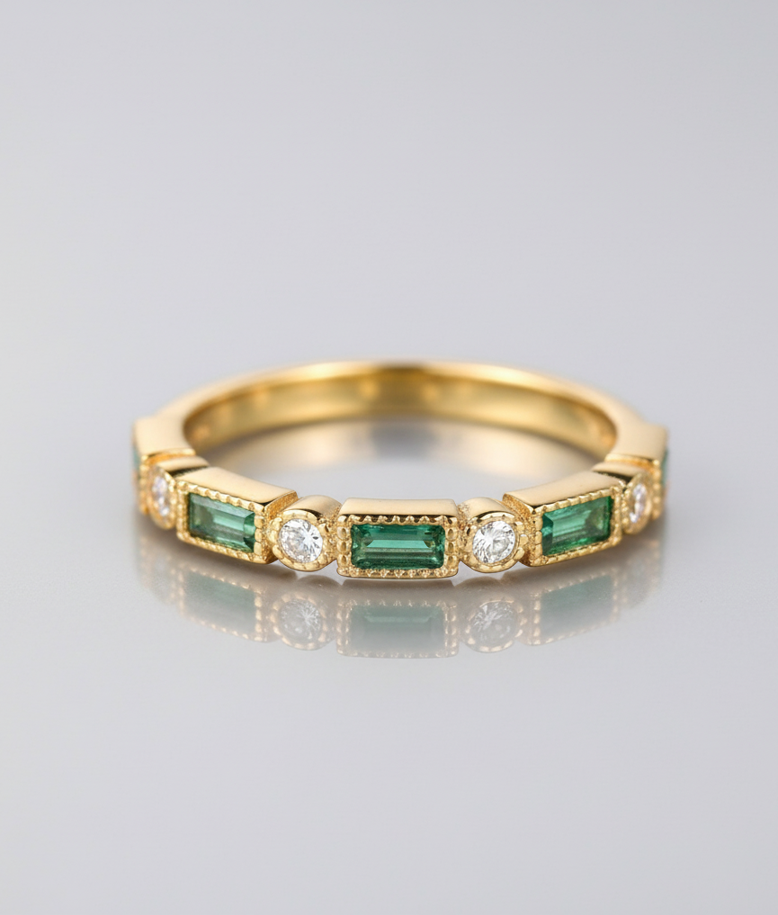 Alex™ Green Inlaid Zirconia Gold Ring
