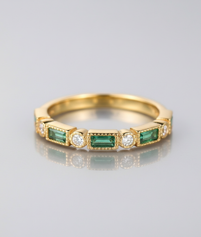 Alex™ Green Inlaid Zirconia Gold Ring