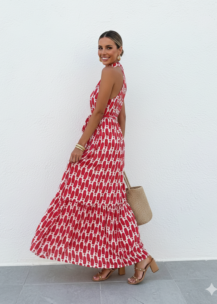 Isola™ Halterneck Beach Print Dress