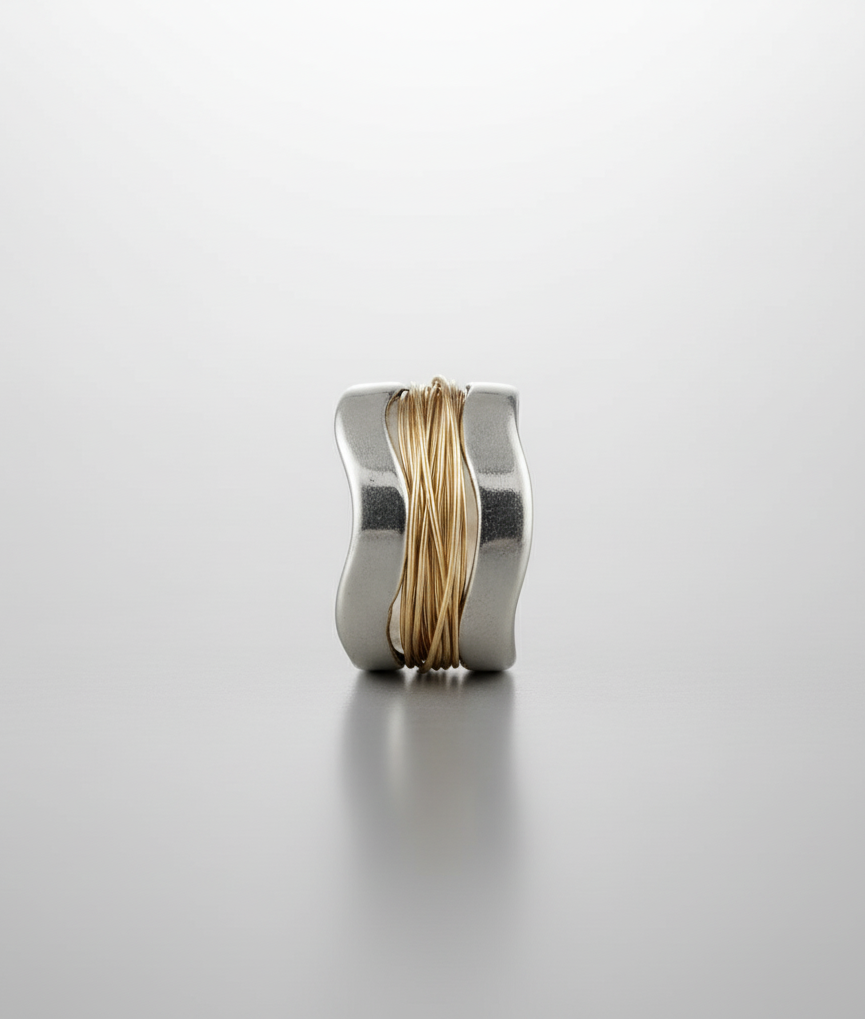 Amanda™  Silver Golden Threads Ring