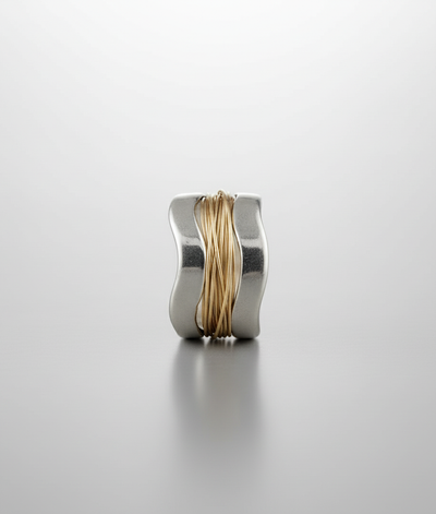 Amanda™  Silver Golden Threads Ring