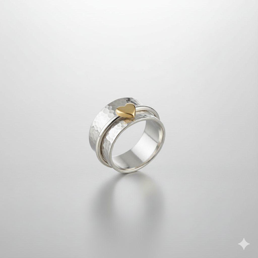 Melody™ Golden Heart Silver Ring