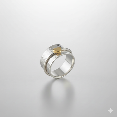 Melody™ Golden Heart Silver Ring