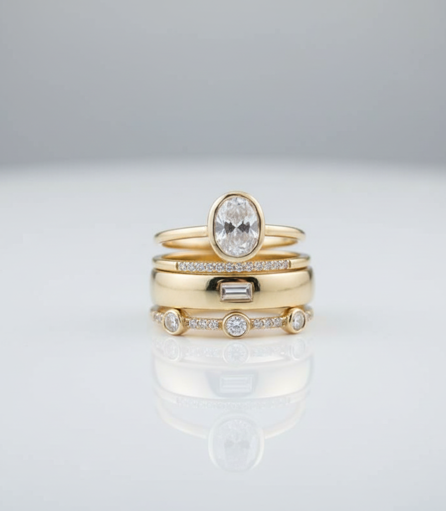 Lily™ Vintage Gold & Zirconia Ring Set