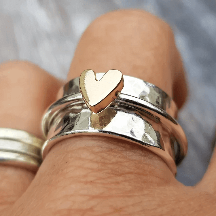 Melody™ Golden Heart Silver Ring