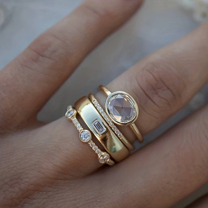 Lily™ Vintage Gold & Zirconia Ring Set